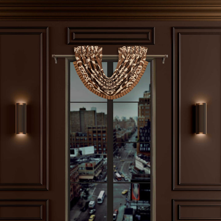 Surano Copper Waterfall Window Valance By J Queen Window Valances By J. Queen New York